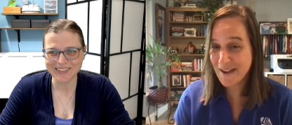 Two women in a web meeting.